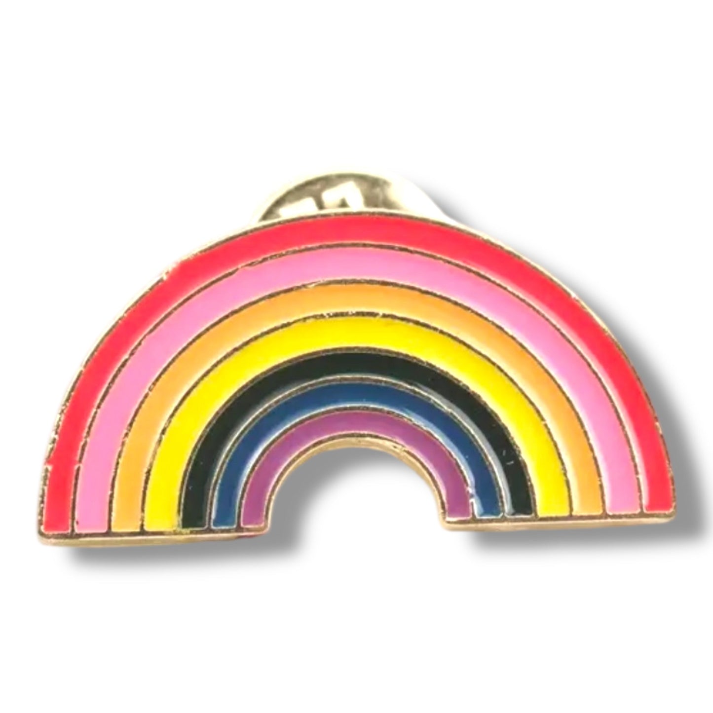 Regenboog Pin – Glanzend Metaal met Roze Tinten
