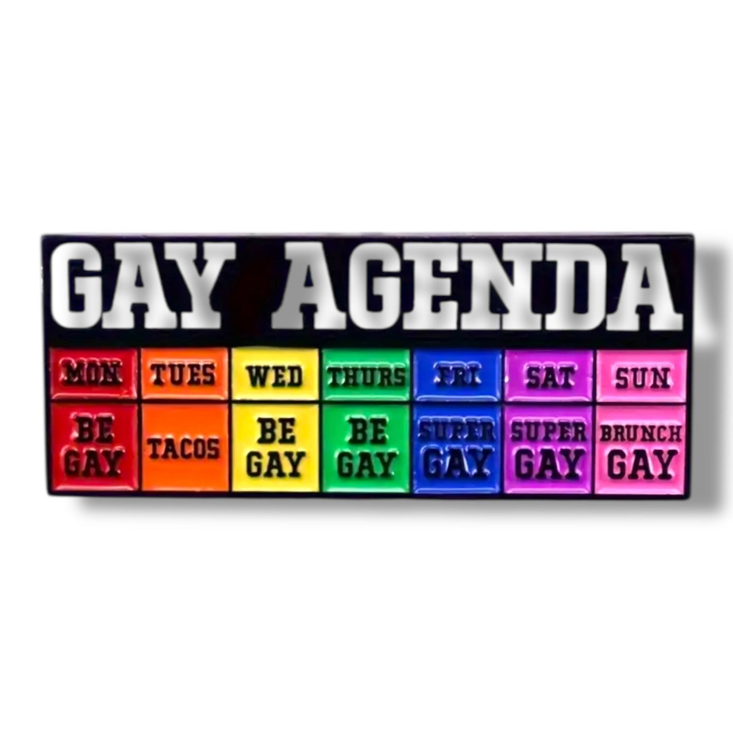 Gay Agenda Pin – Weekoverzicht in Regenboog Stijl