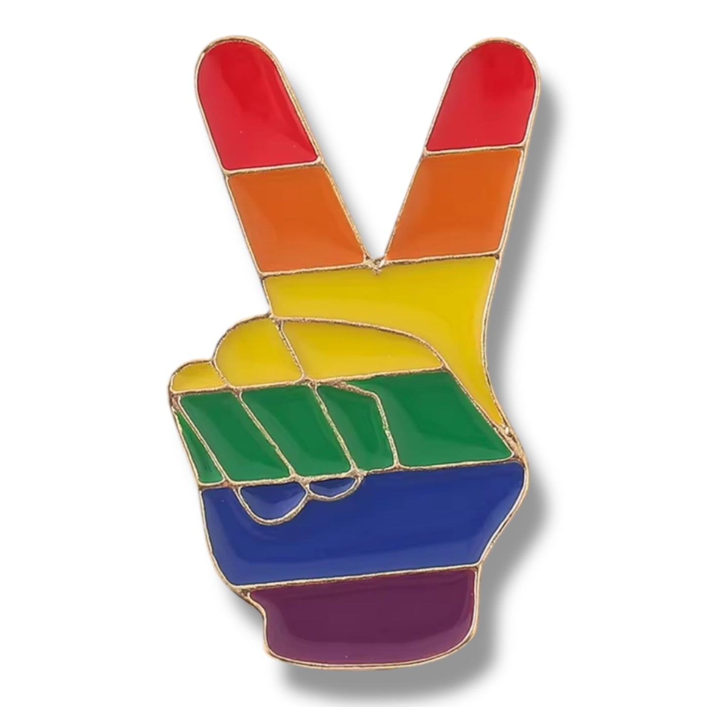 Regenboog V Peace Hand Pin – LGBTQ+ Pride Speldje