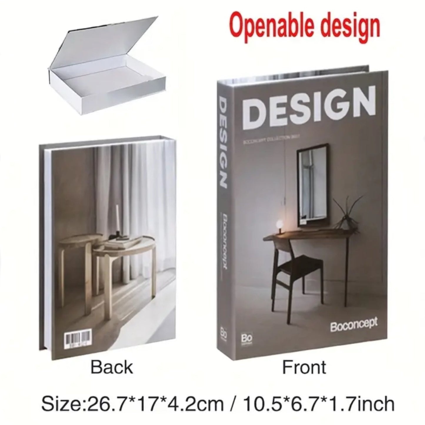Nep Boek met Opbergruimte Binnenin - 8 Modellen - 26,7x17x4,2 cm