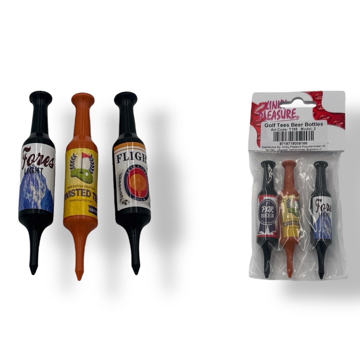 Golf Tees in Bierfles Vorm – Set van 6 Grappige Golfaccessoires
