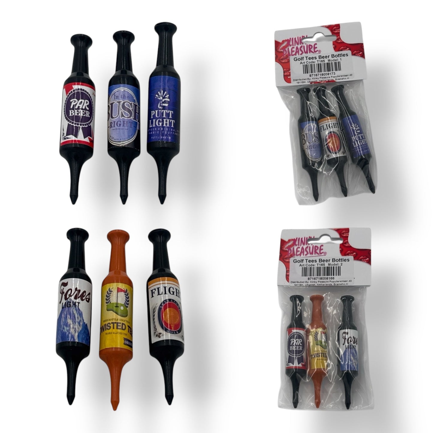 Golf Tees in Bierfles Vorm – Set van 6 Grappige Golfaccessoires