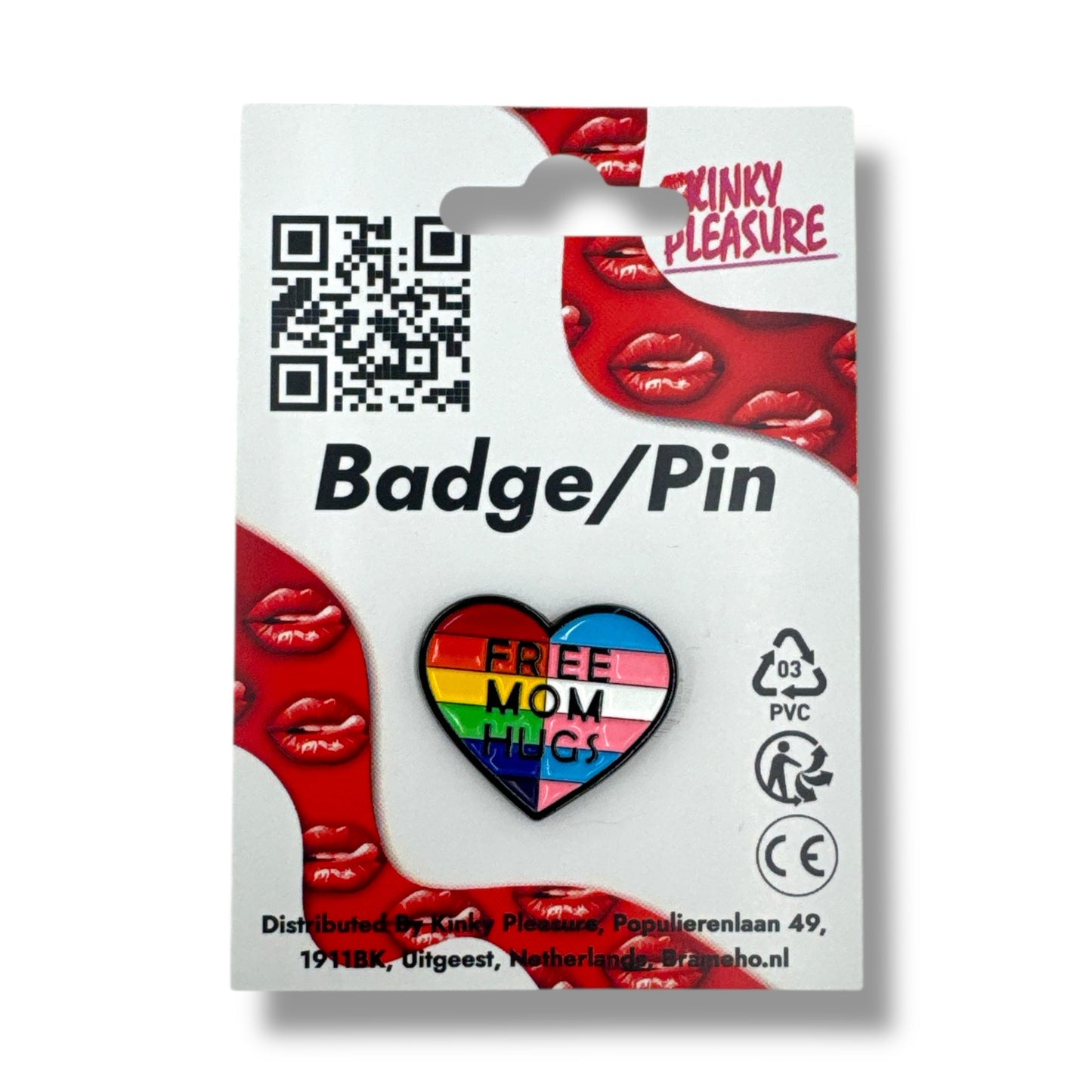 Pride Pin – Free Mom Hugs Hartvormige Badge (3 cm)