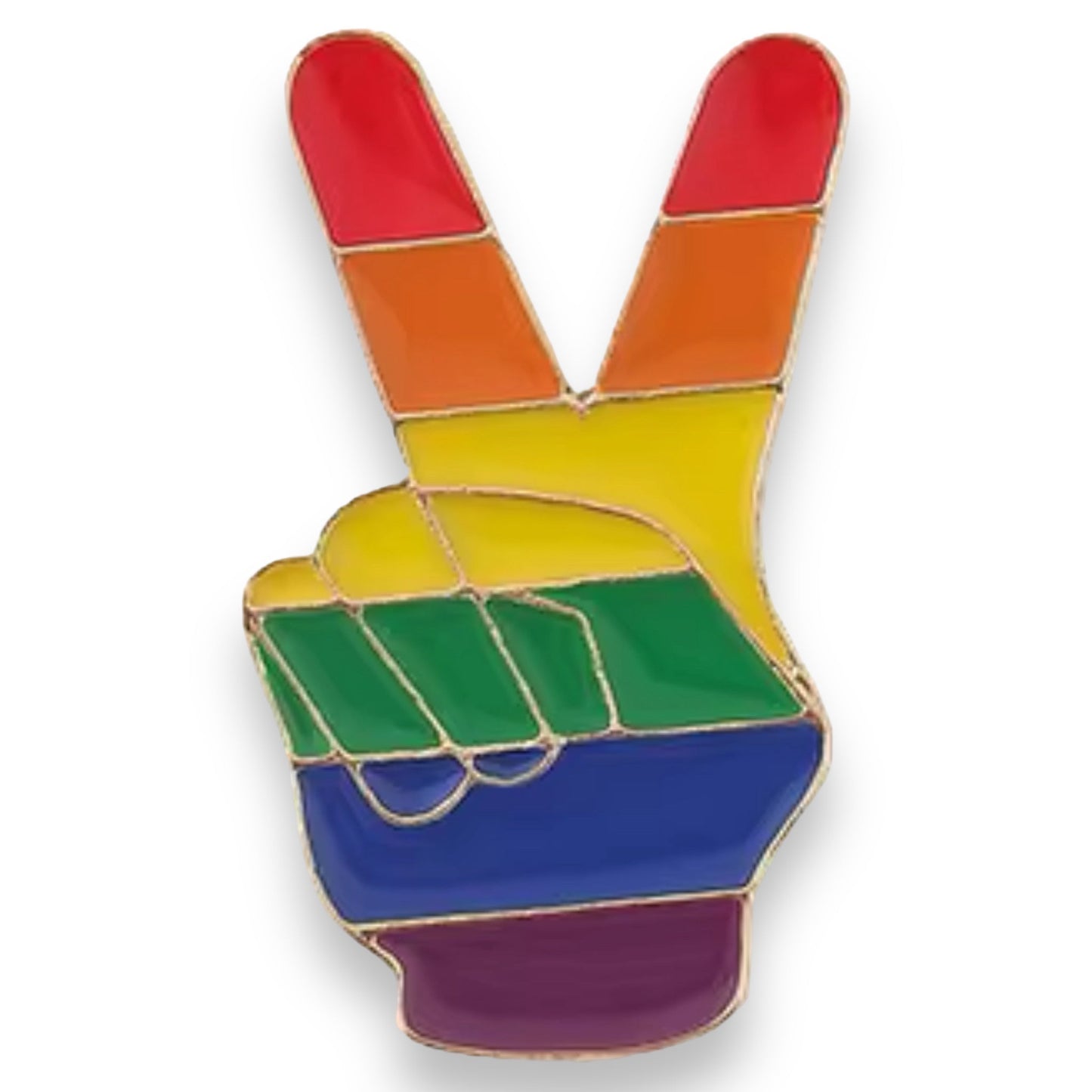 Regenboog V Peace Hand Pin – LGBTQ+ Pride Speldje