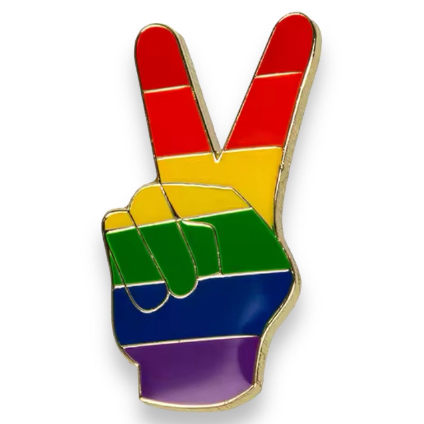Regenboog V Peace Hand Pin – LGBTQ+ Pride Speldje