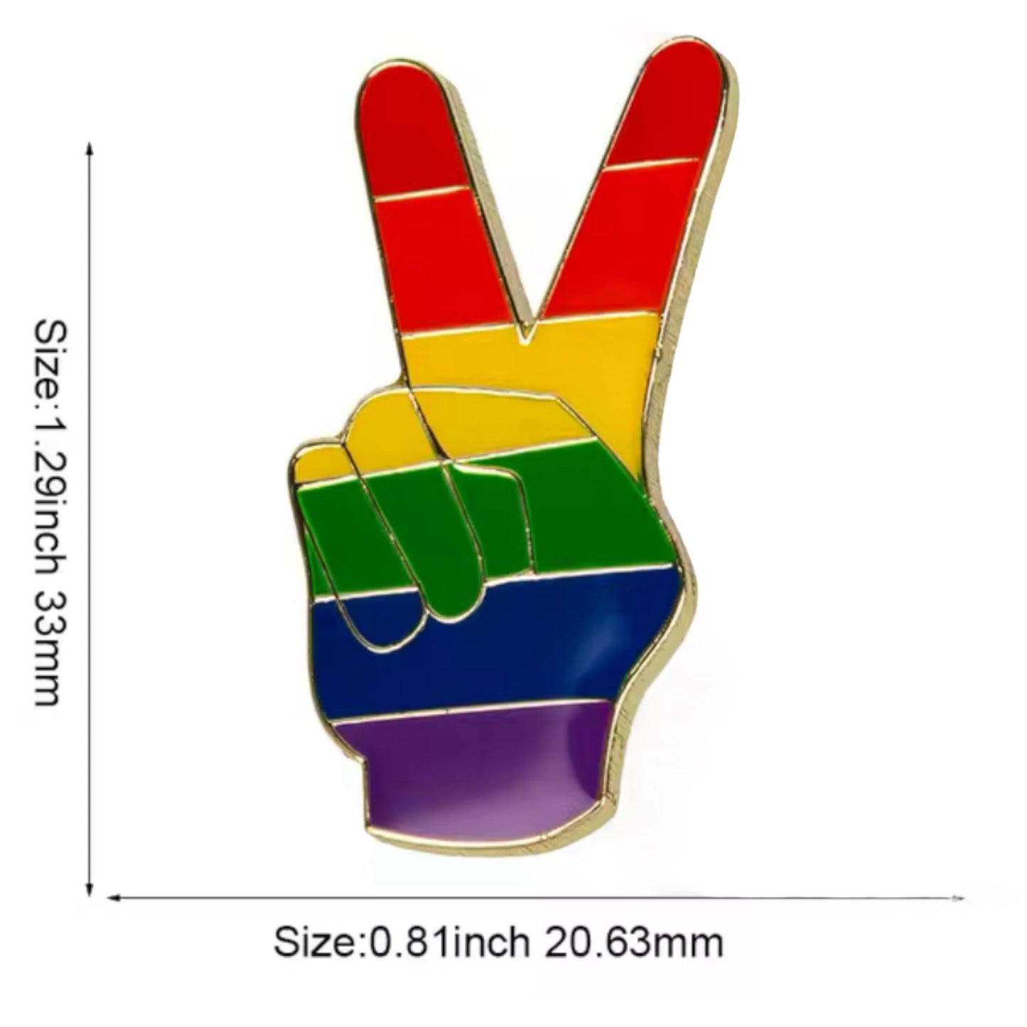 Regenboog V Peace Hand Pin – LGBTQ+ Pride Speldje
