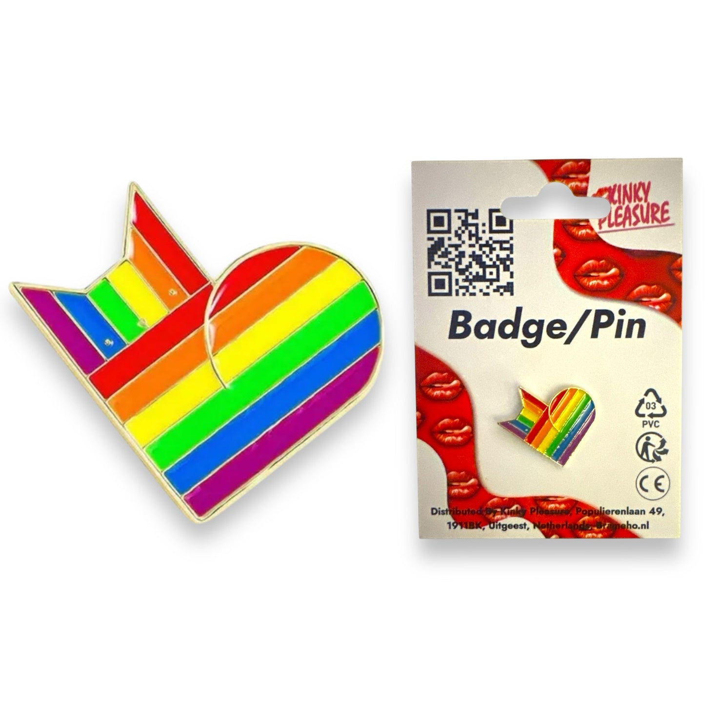 Pride Pin Kat & Hart – Regenboogkleuren