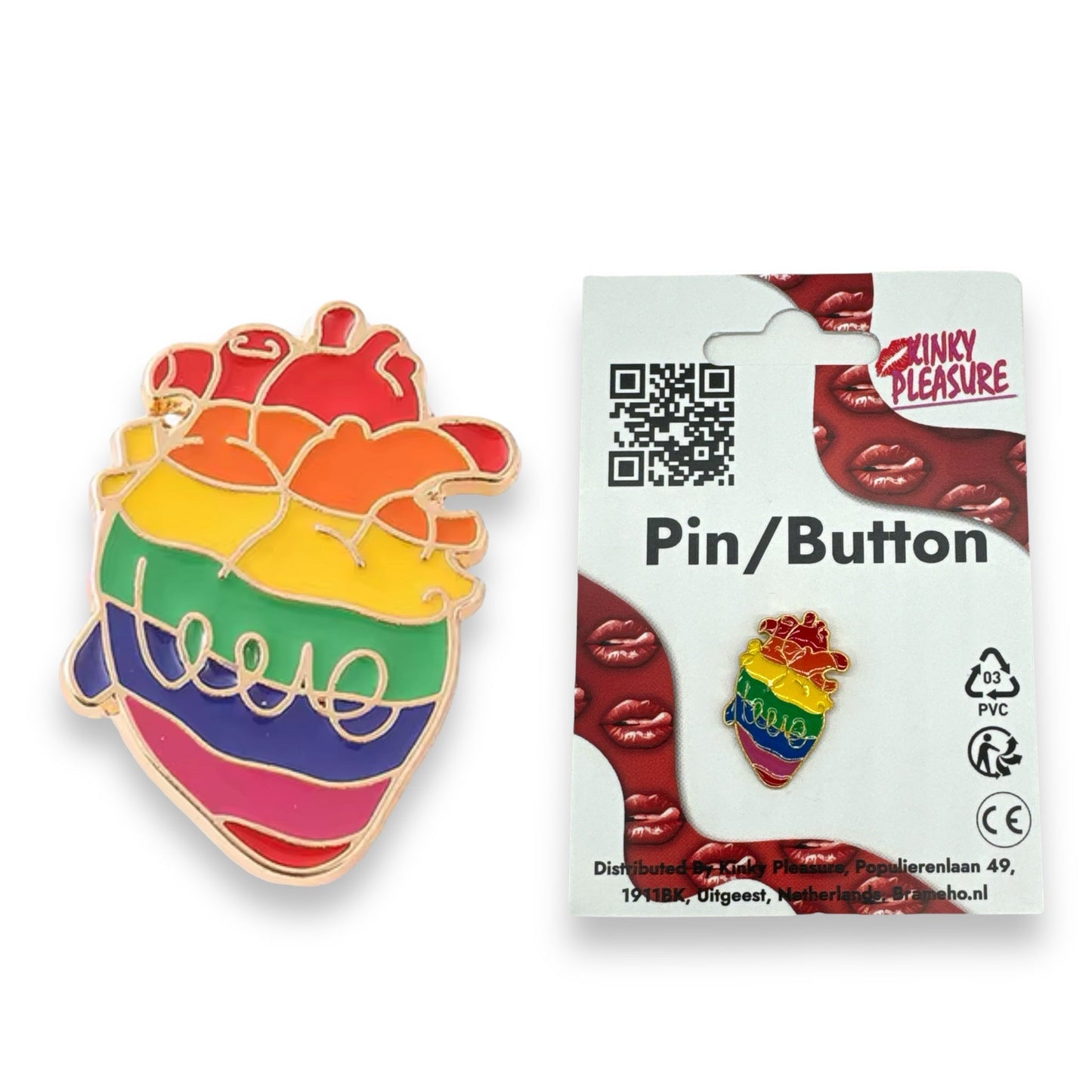 Regenboog Hart Pin – Anatomisch Ontwerp met "Love"-Detail
