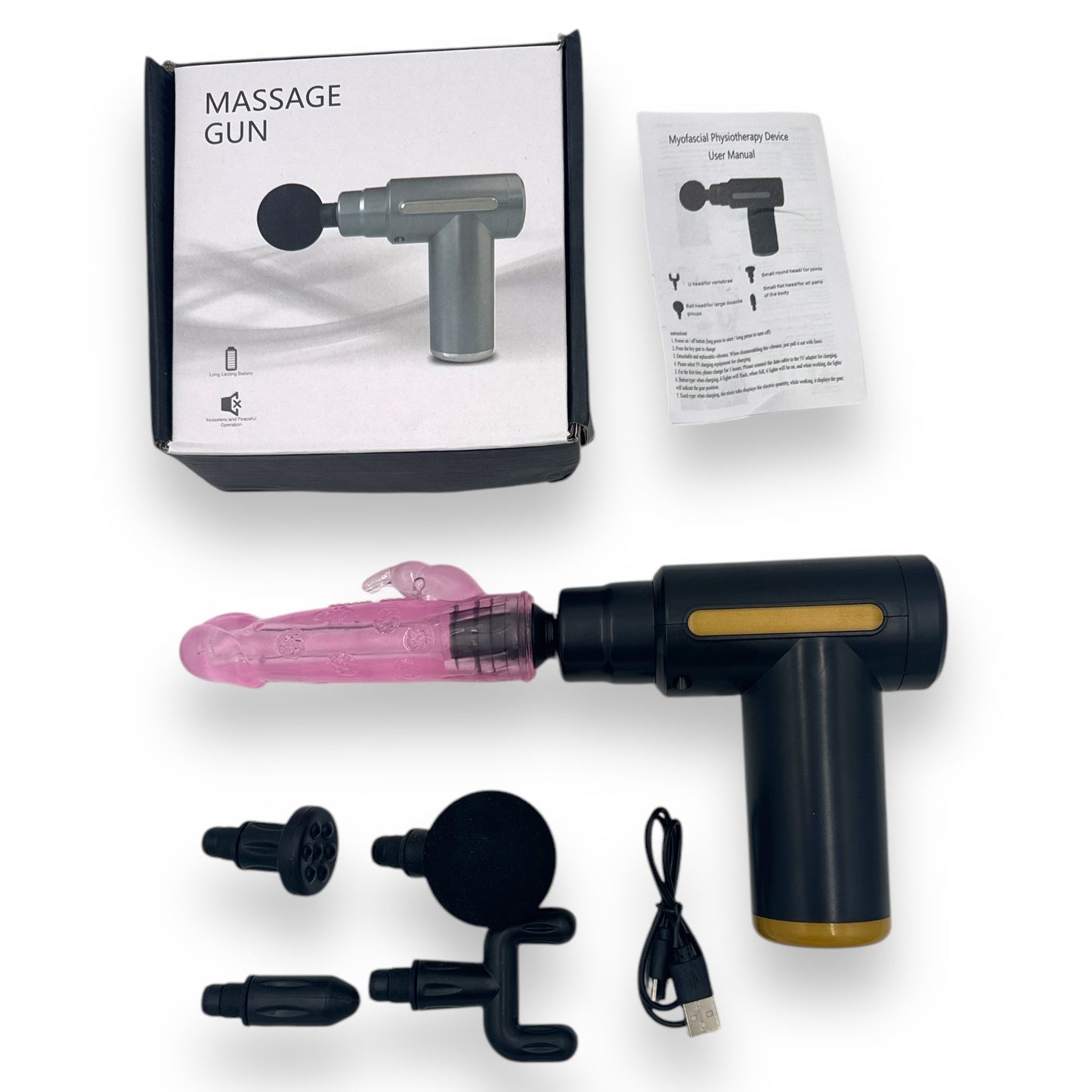 Oplaadbare Massage Gun - Inclusief 4 Opzetstukken - Touchscreen