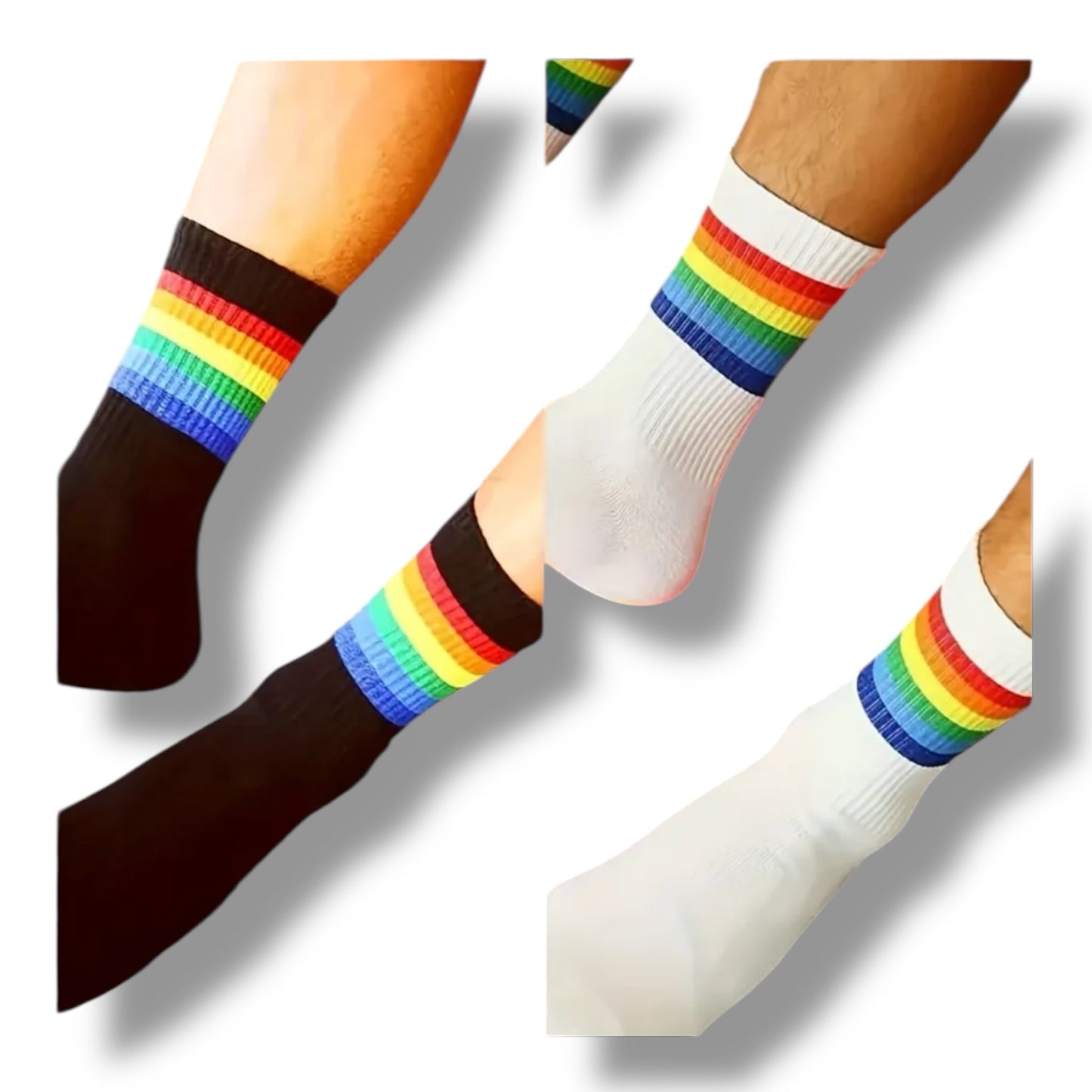 Pride Regenboog Sokken – Wit & Zwart