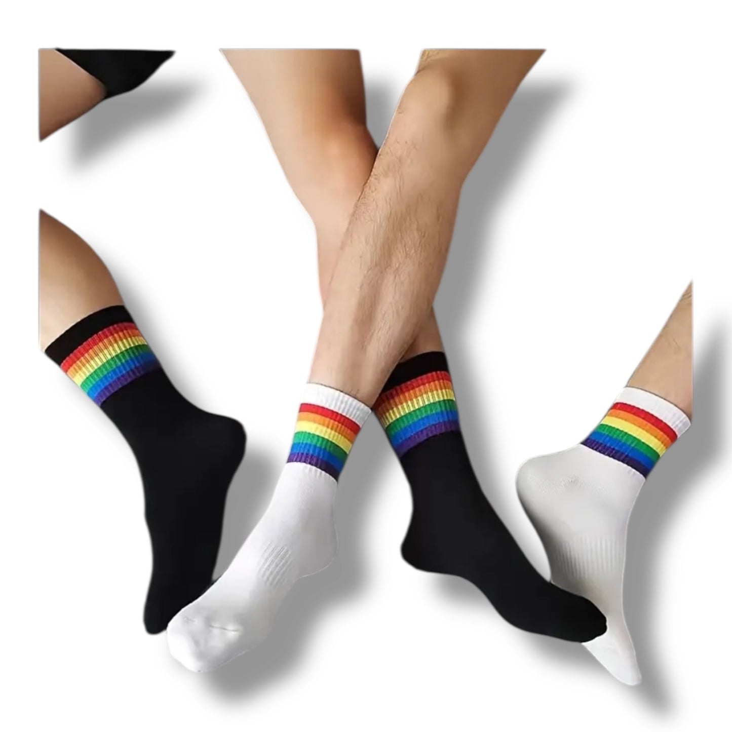 Pride Regenboog Sokken – Wit & Zwart