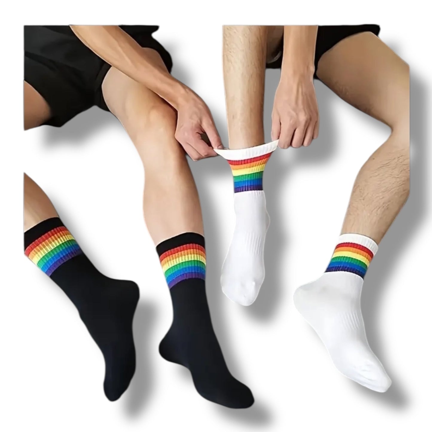 Pride Regenboog Sokken – Wit & Zwart