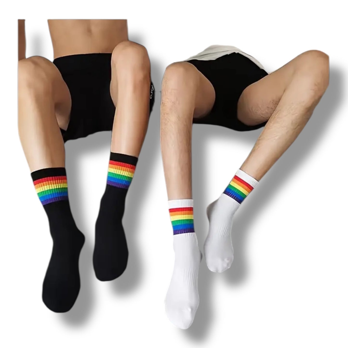 Pride Regenboog Sokken – Wit & Zwart