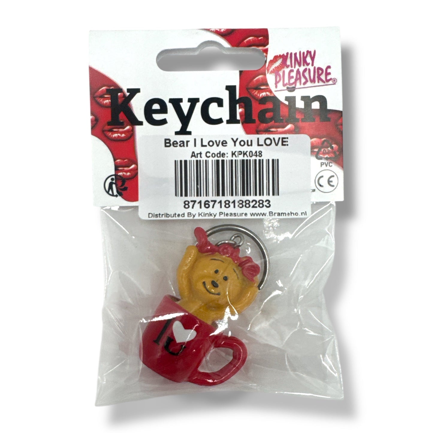Sleutelhanger Beertje in Mok – Lief Cadeau met I Love You Tekst