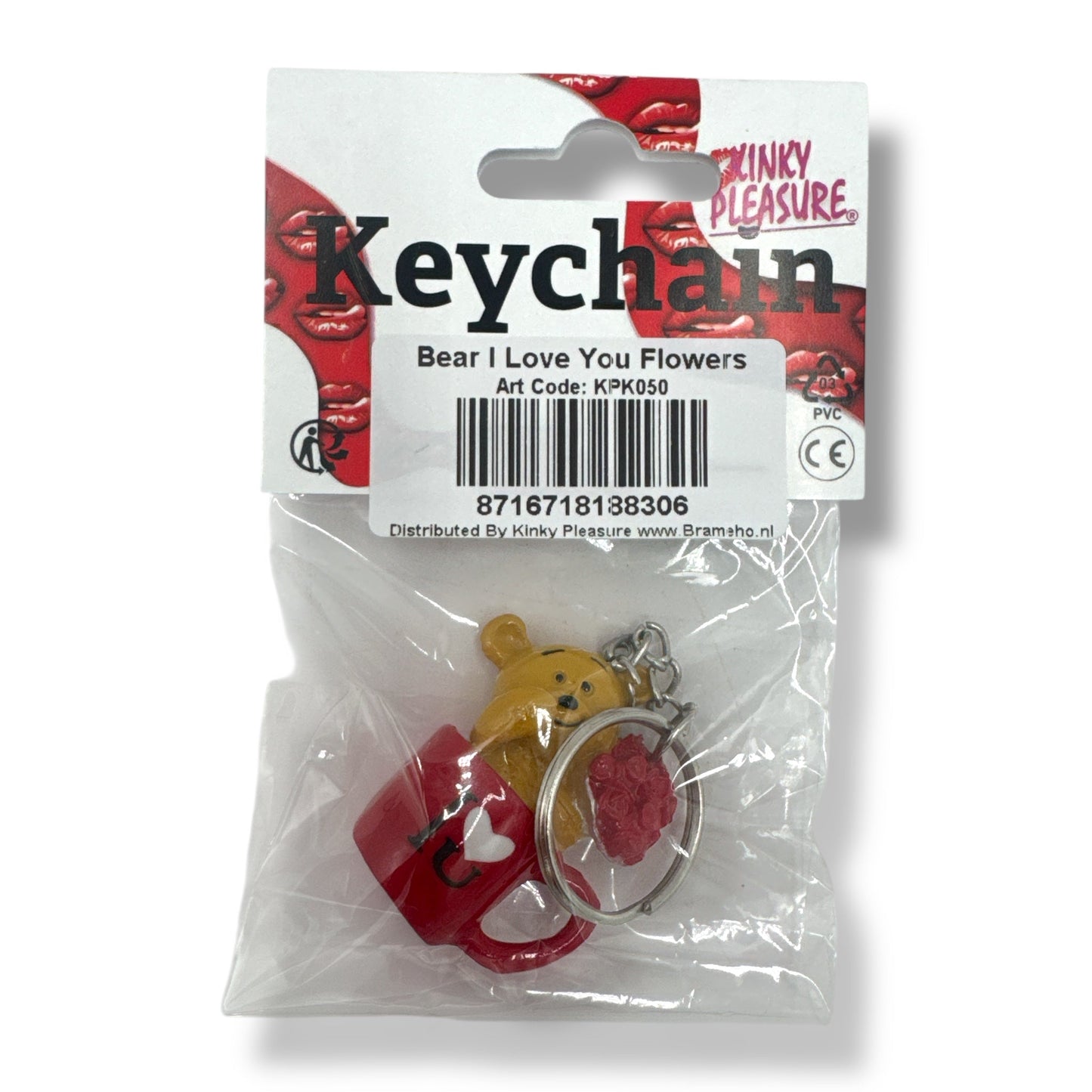 Sleutelhanger Beertje met Rozen in Mok – Romantisch Cadeau I Love You