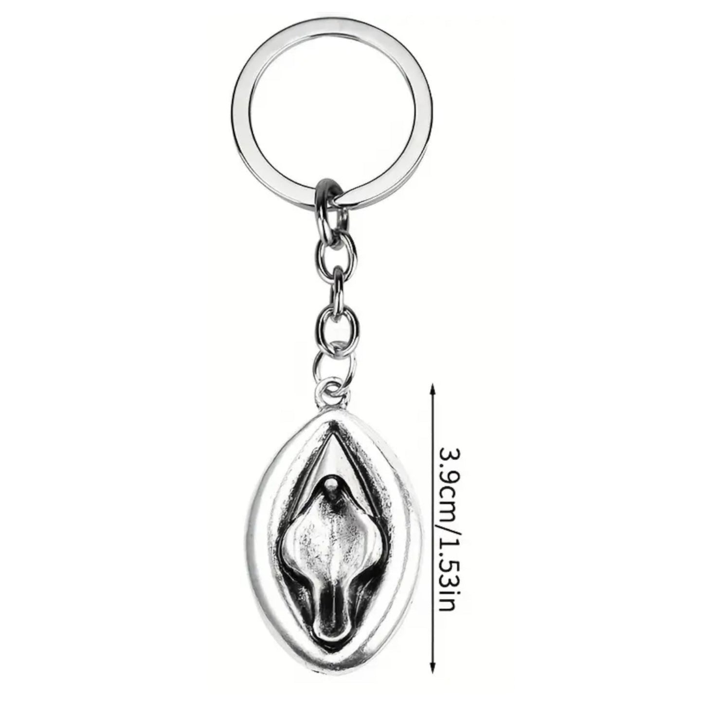 Zilveren Sleutelhanger Vulva – Erotische Sleutelhanger Metaal – Vagina Sleutelaccessoire