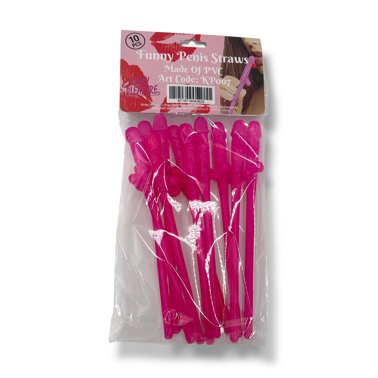 Piemel Rietjes – Set van 10 Roze Drinkrietjes | Vrijgezellenfeest Accessoire