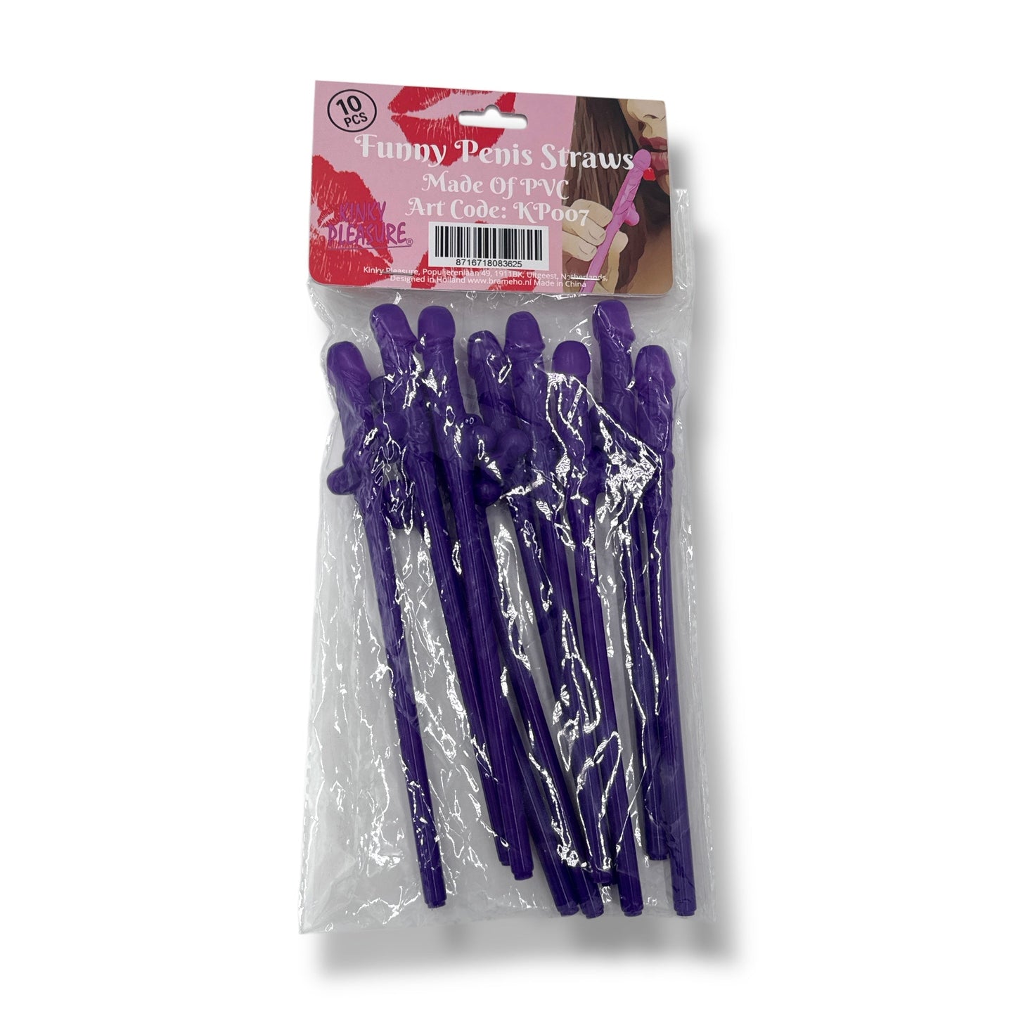 Piemel Rietjes – Set van 10 Paarse Drinkrietjes | Vrijgezellenfeest Accessoire