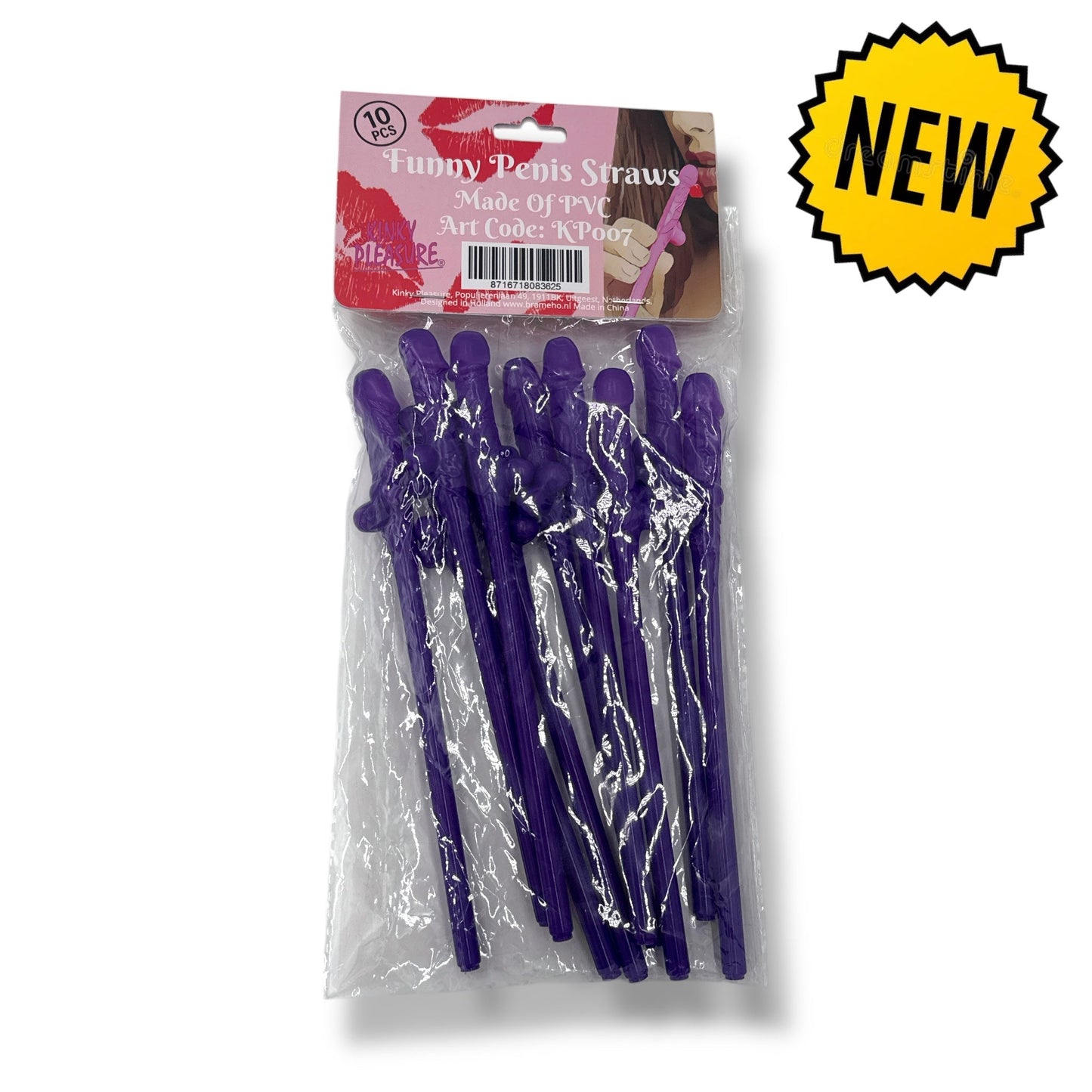 Piemel Rietjes – Set van 10 Paarse Drinkrietjes | Vrijgezellenfeest Accessoire