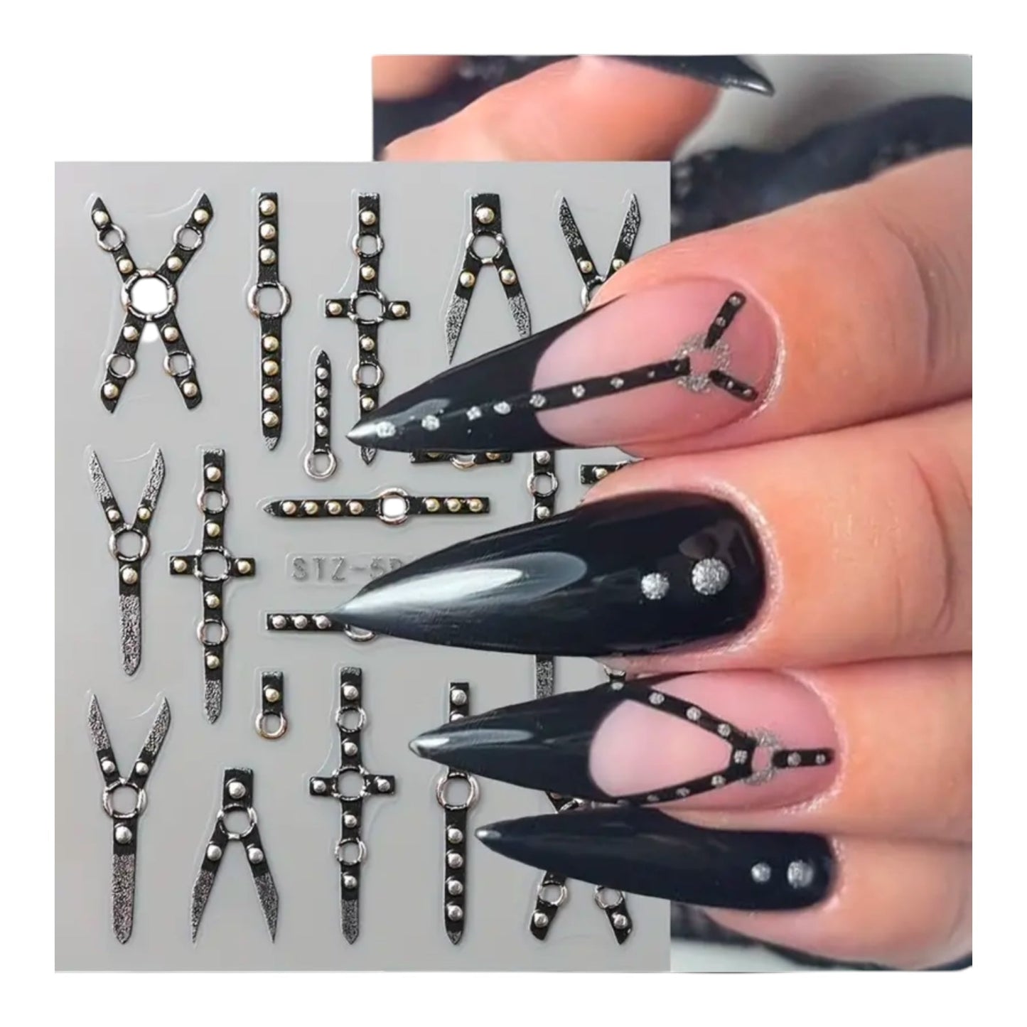 Nail Stickers Bondage – Zwarte Lederlook Bondage met Metaalaccenten