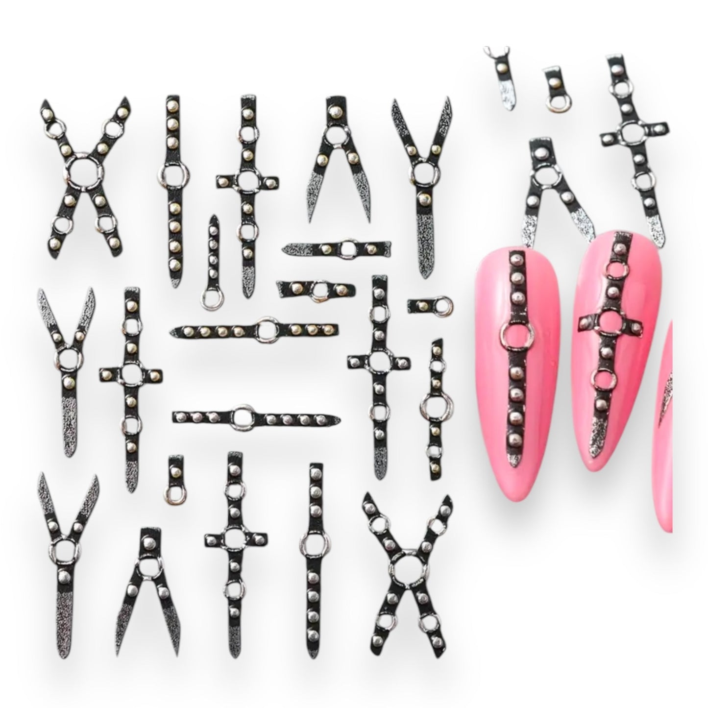 Nail Stickers Bondage – Zwarte Lederlook Bondage met Metaalaccenten