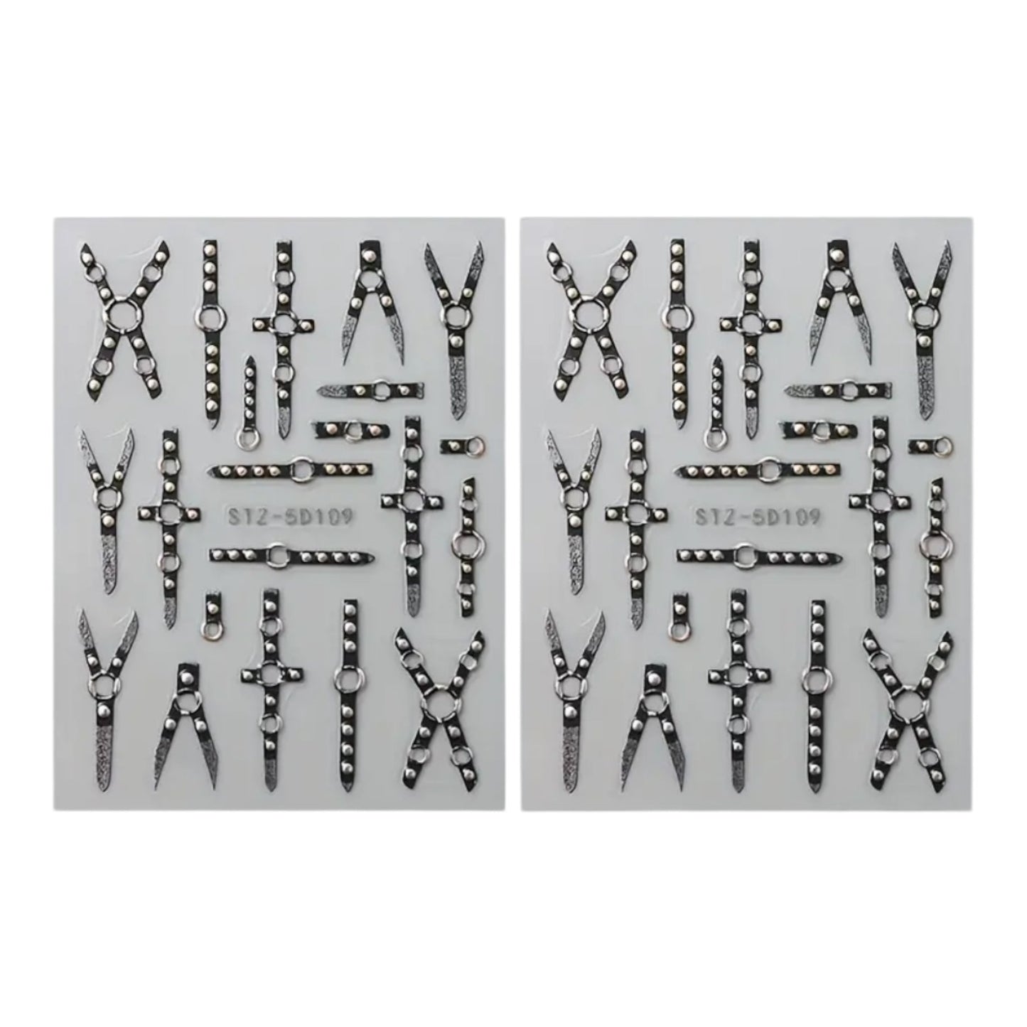 Nail Stickers Bondage – Zwarte Lederlook Bondage met Metaalaccenten