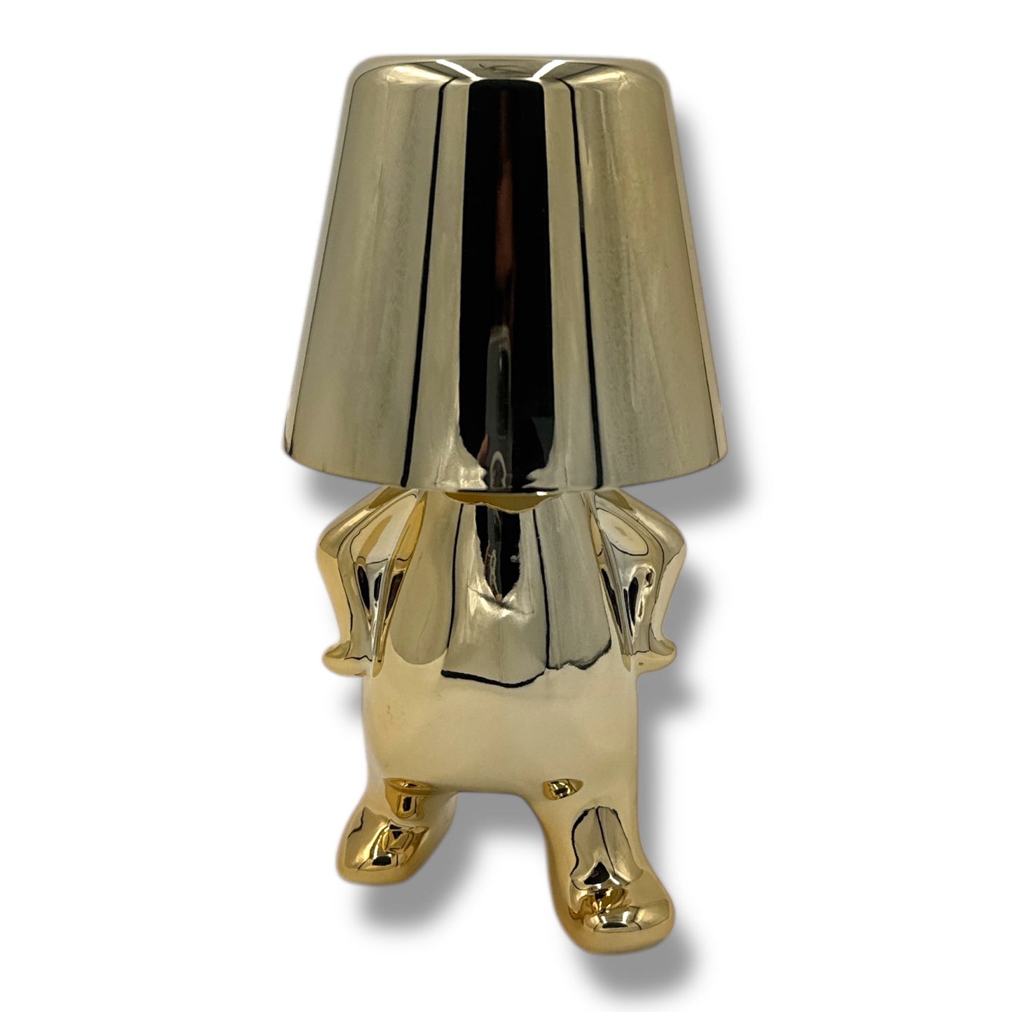 Gouden Tafellamp 'Man met Lampenkap' – Touch dimbaar – USB