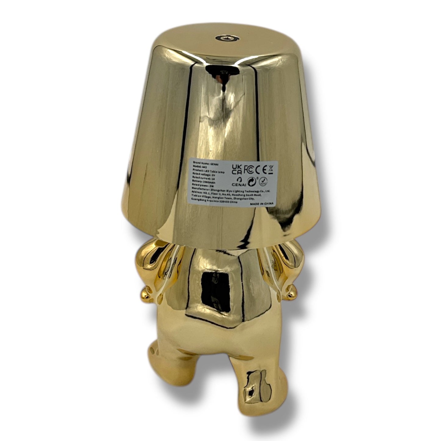 Gouden Tafellamp 'Man met Lampenkap' – Touch dimbaar – USB