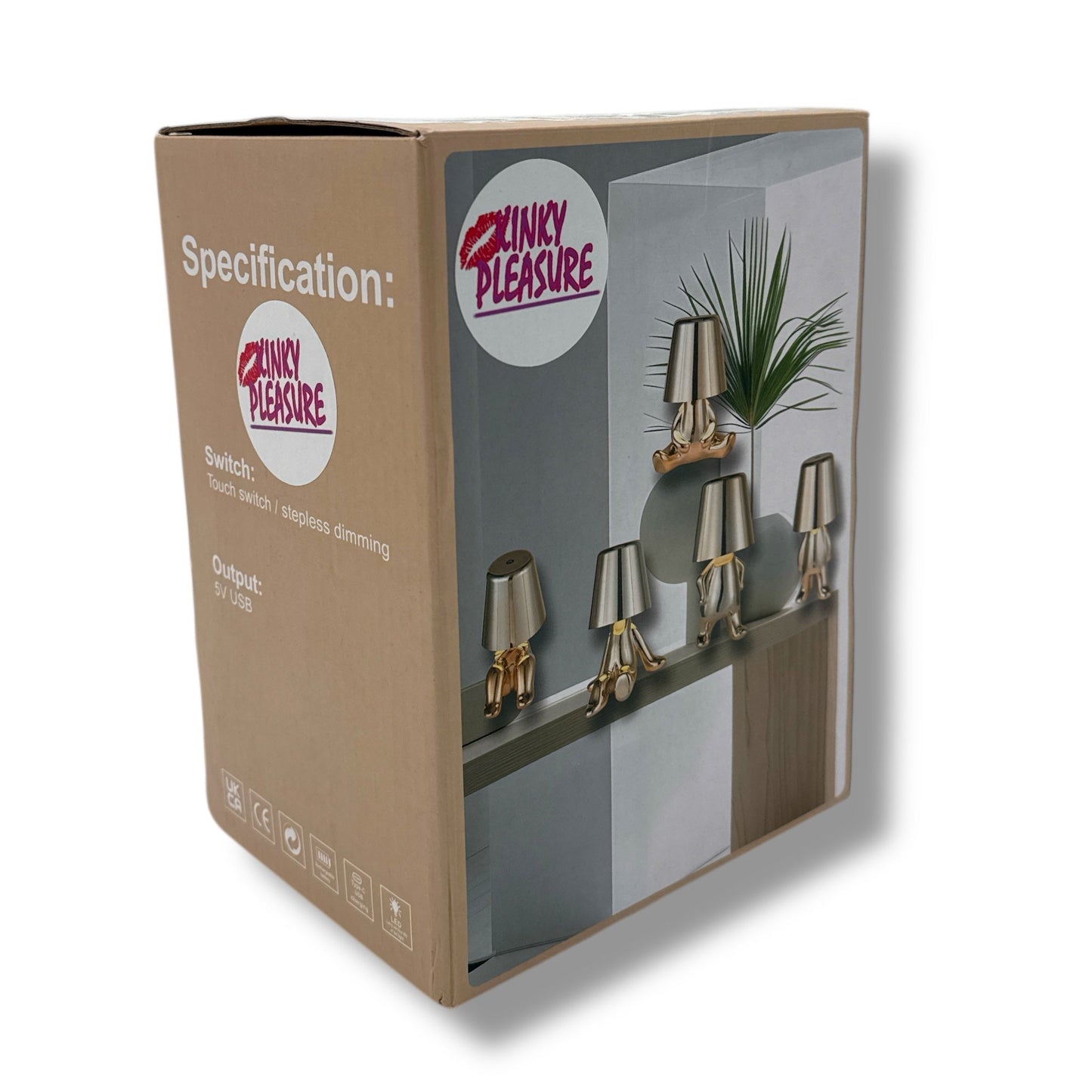 Gouden Tafellamp 'Man met Lampenkap' – Touch dimbaar – USB