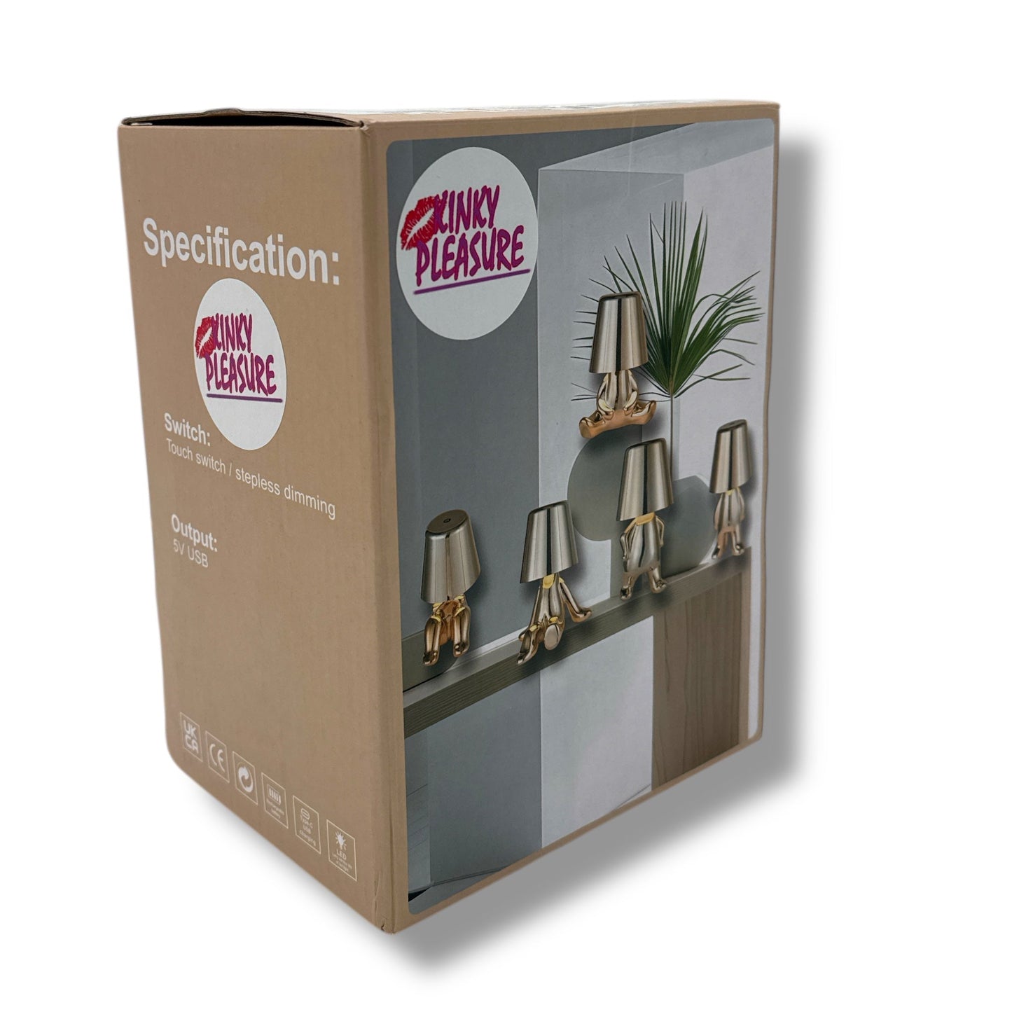 Gouden Tafellamp 'Man met Lampenkap' – Touch dimbaar – USB