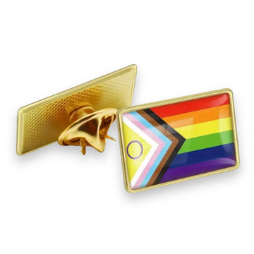 Progress Pride Vlag Pin met Gouden Rand