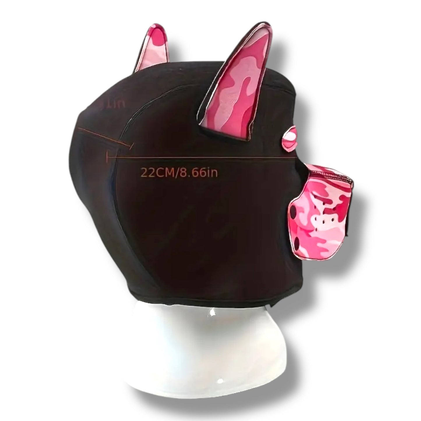 Pup Play Masker – Roze Camouflage Puppy Hood | Neopreen met Afneembare Snuit