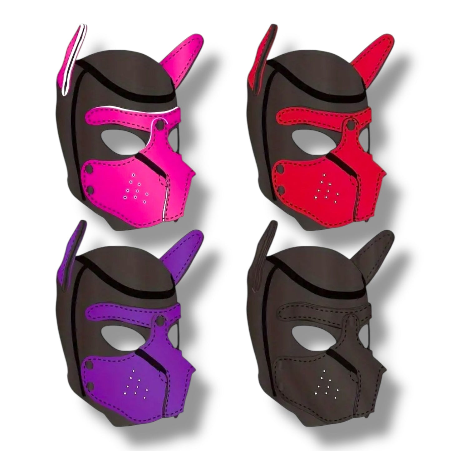 Pup Play Rood-Zwart Masker – Met Aflopende Snuit & Oor Accenten