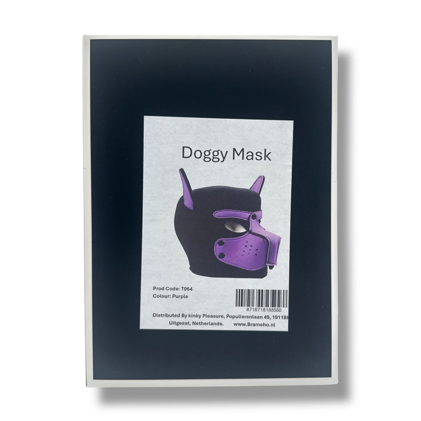 Pup Play Masker – Zwart met Paars | Neopreen Puppy Hood met Afneembare Snuit