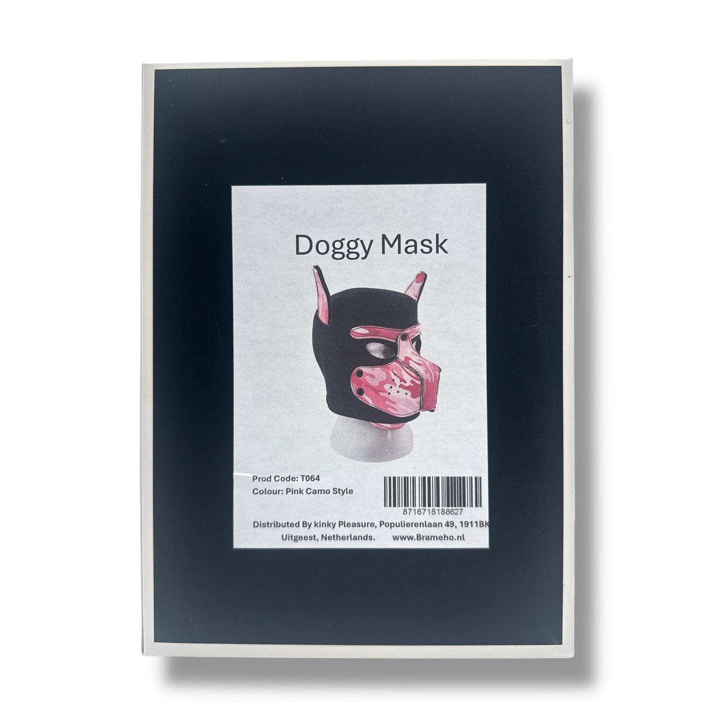 Pup Play Masker – Roze Camouflage Puppy Hood | Neopreen met Afneembare Snuit