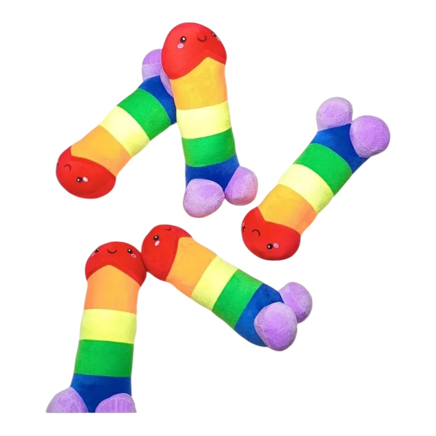 Pluche Regenboog Penis – 30 cm Knuffel met Lachgezicht
