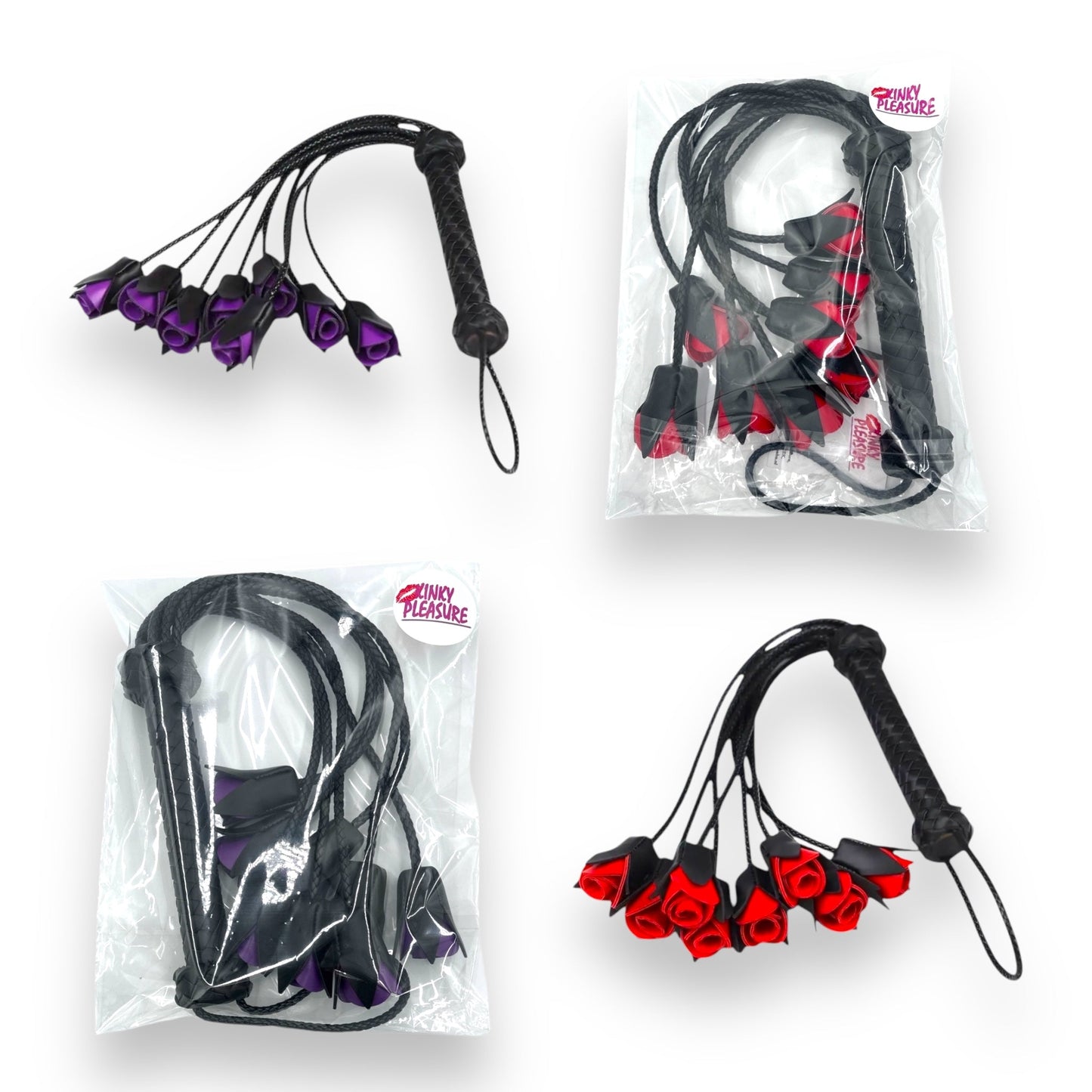 Exclusieve Rozen Flogger Zweep - Rood/Paars