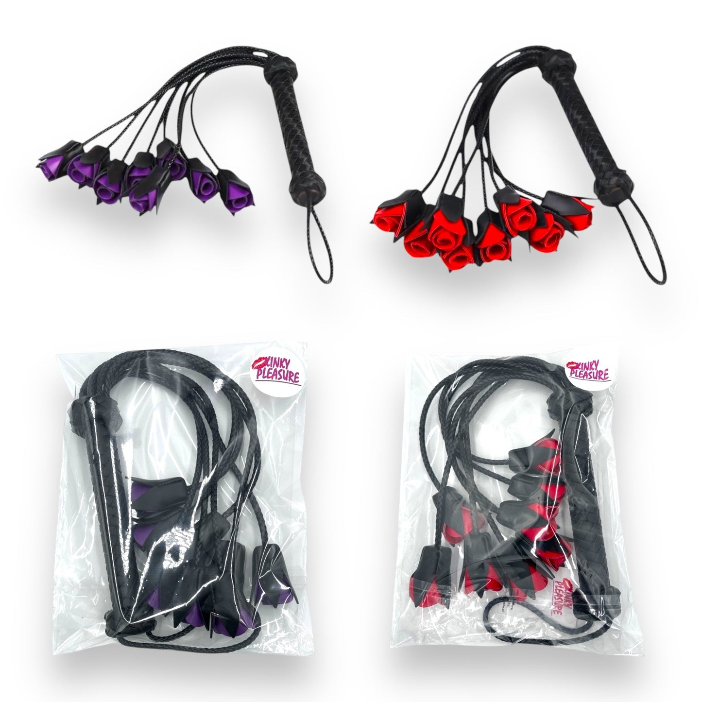 Exclusieve Rozen Flogger Zweep - Rood/Paars