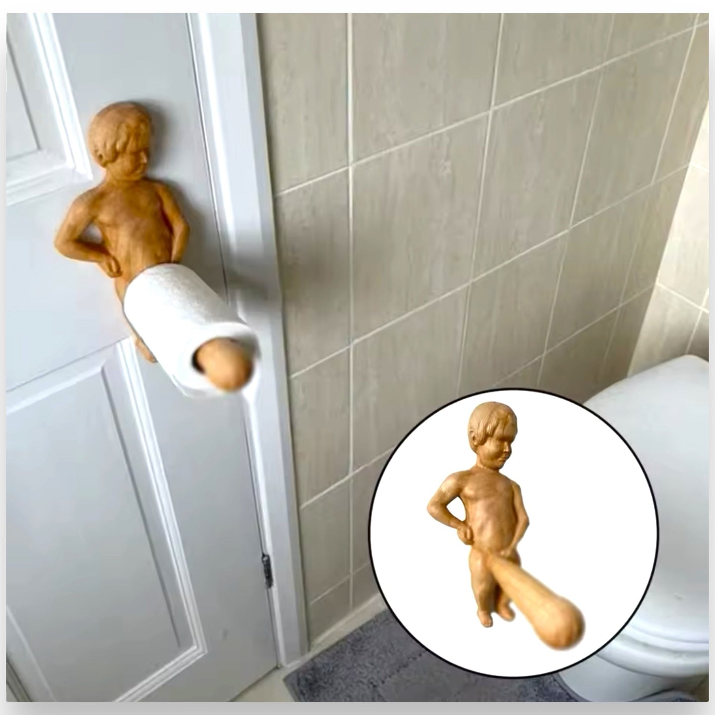 Houten Toiletrolhouder – Grappig Beeldje met Origineel Design