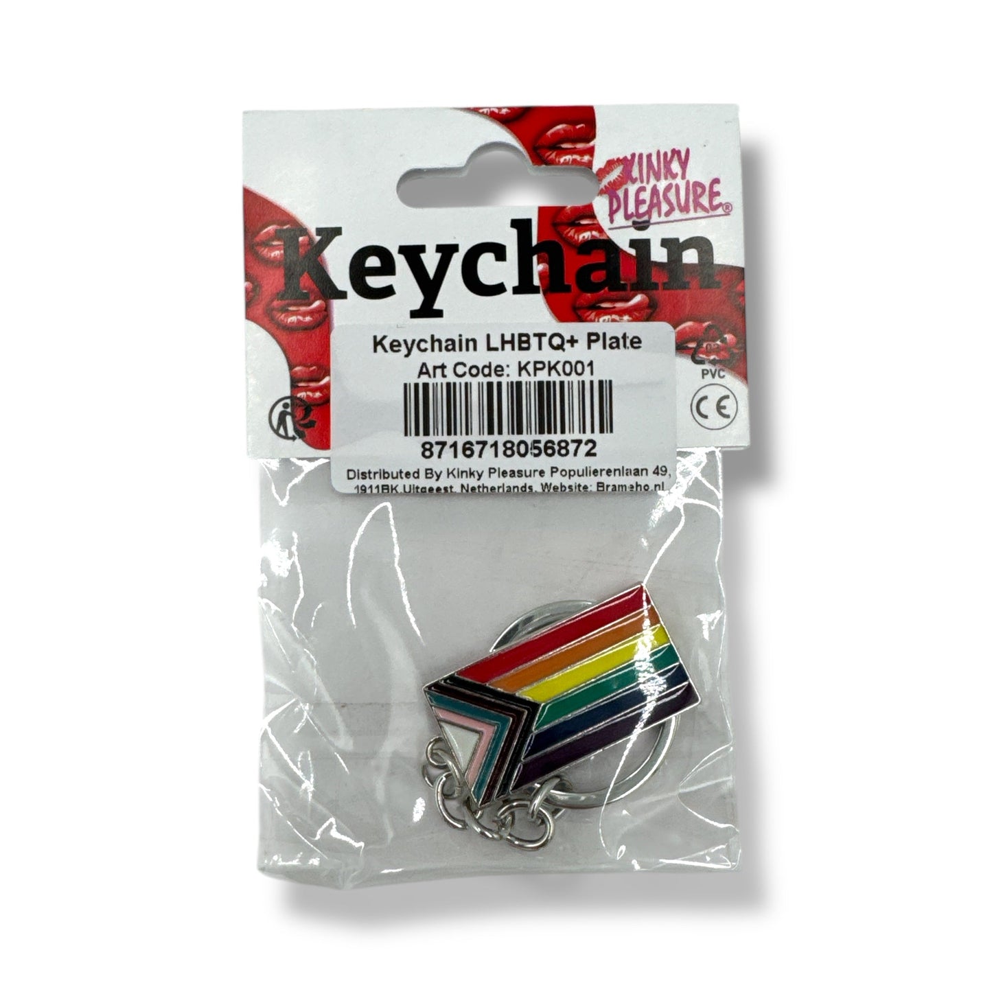Progress Pride Sleutelhanger – Inclusieve Regenboog Vlag