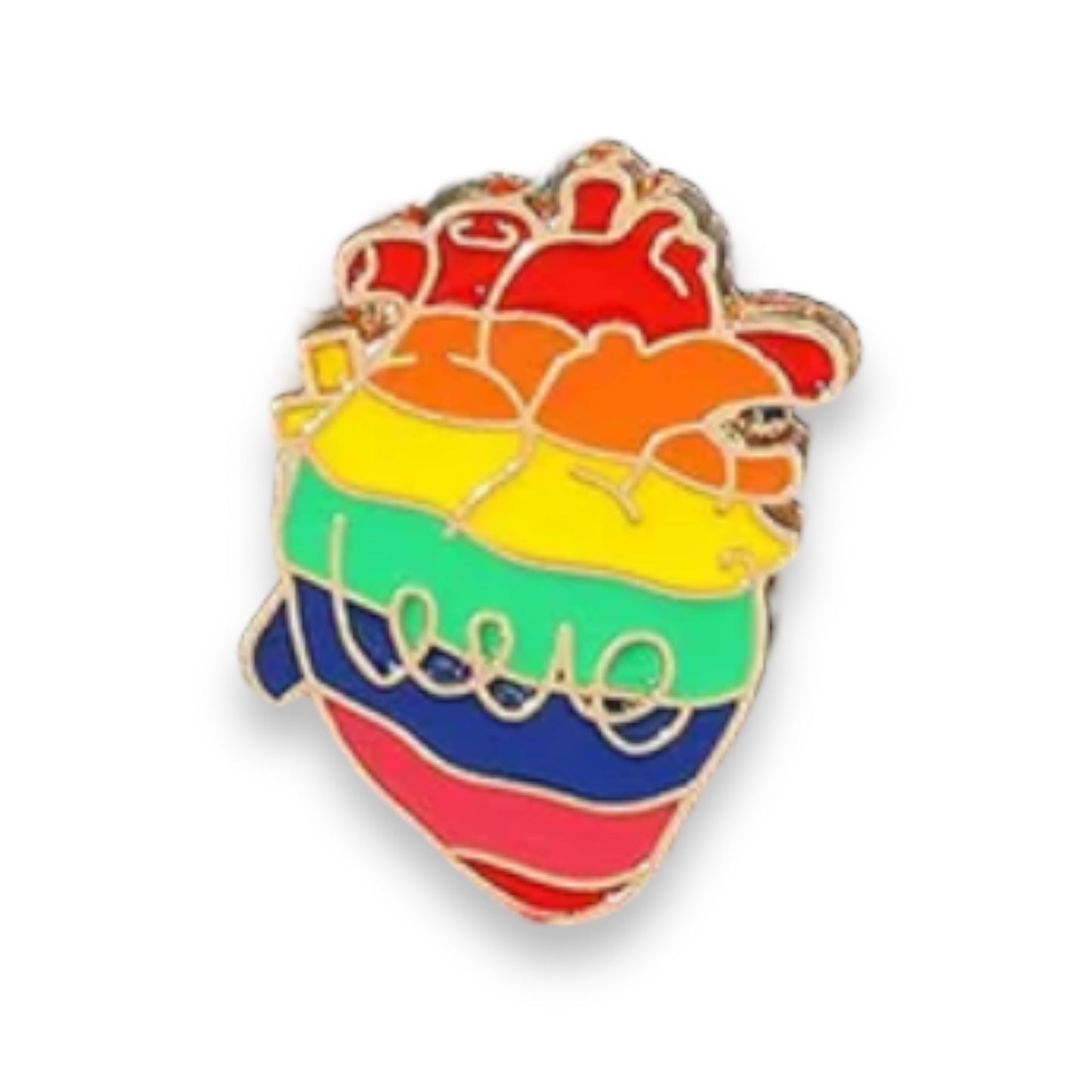 Regenboog Hart Pin – Anatomisch Ontwerp met "Love"-Detail