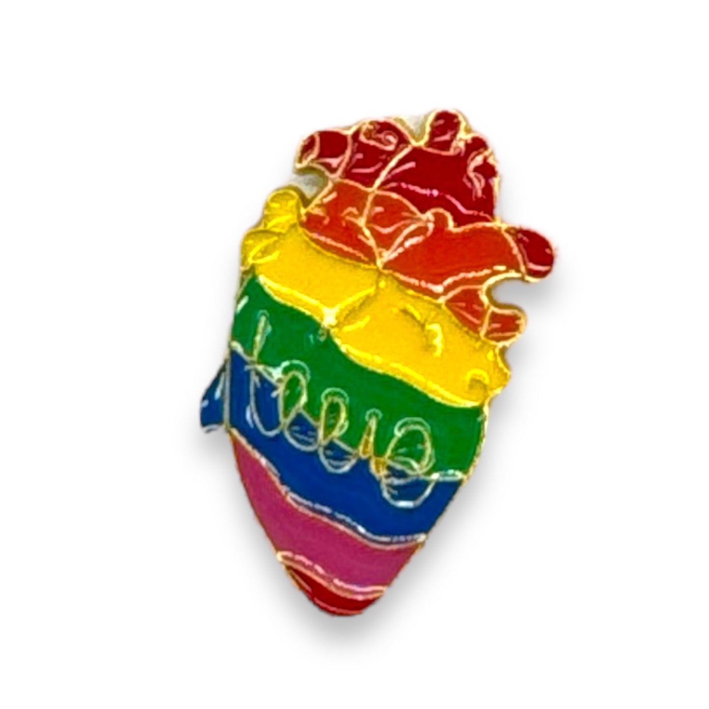 Regenboog Hart Pin – Anatomisch Ontwerp met "Love"-Detail