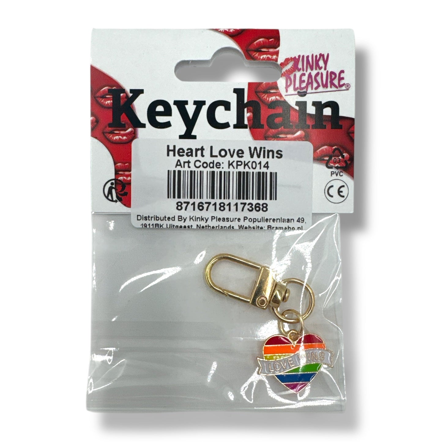 Pride Sleutelhanger – Hart met Regenboogstrepen & ‘Love Wins’ Banner