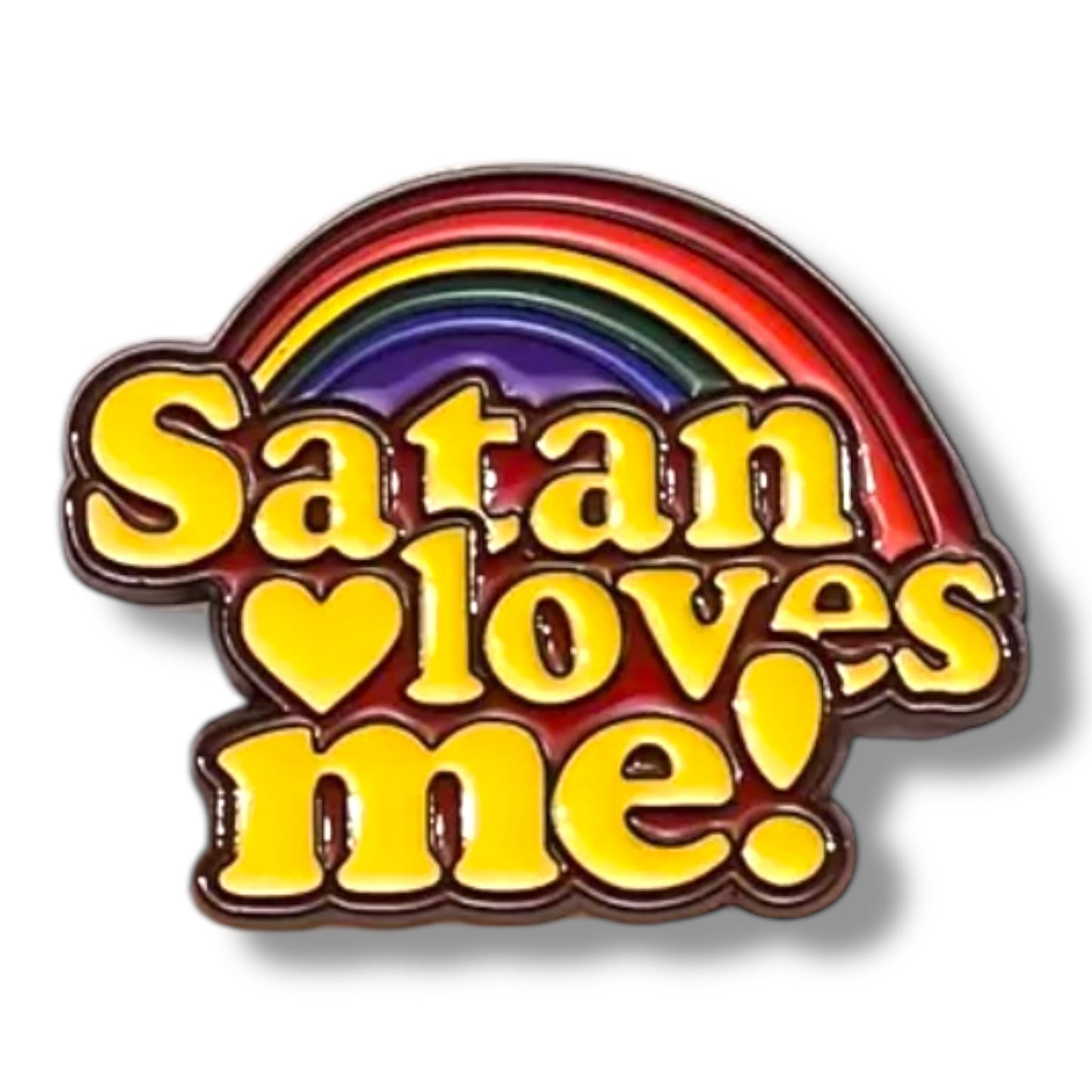 Satan Loves Me Pin – Regenboog Emaille Speldje