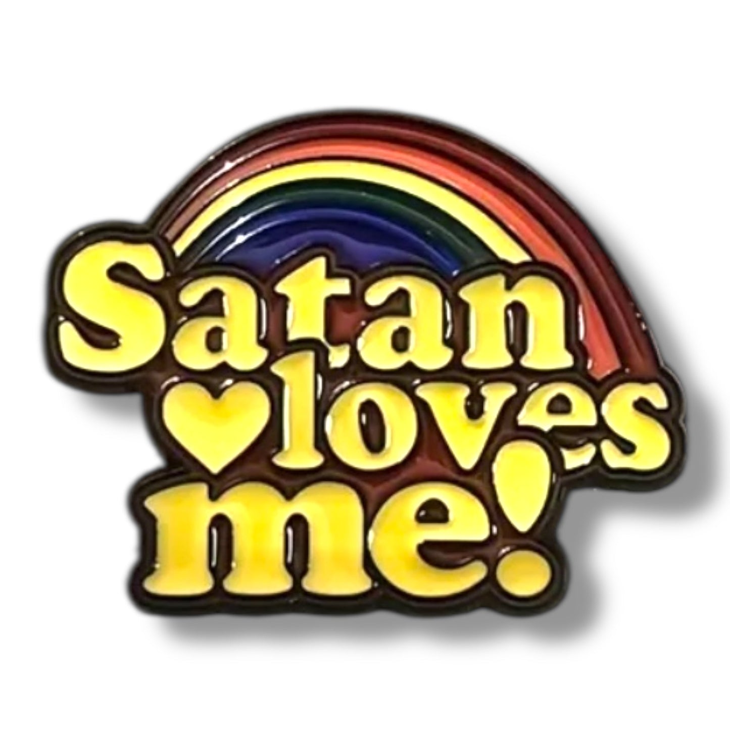 Satan Loves Me Pin – Regenboog Emaille Speldje