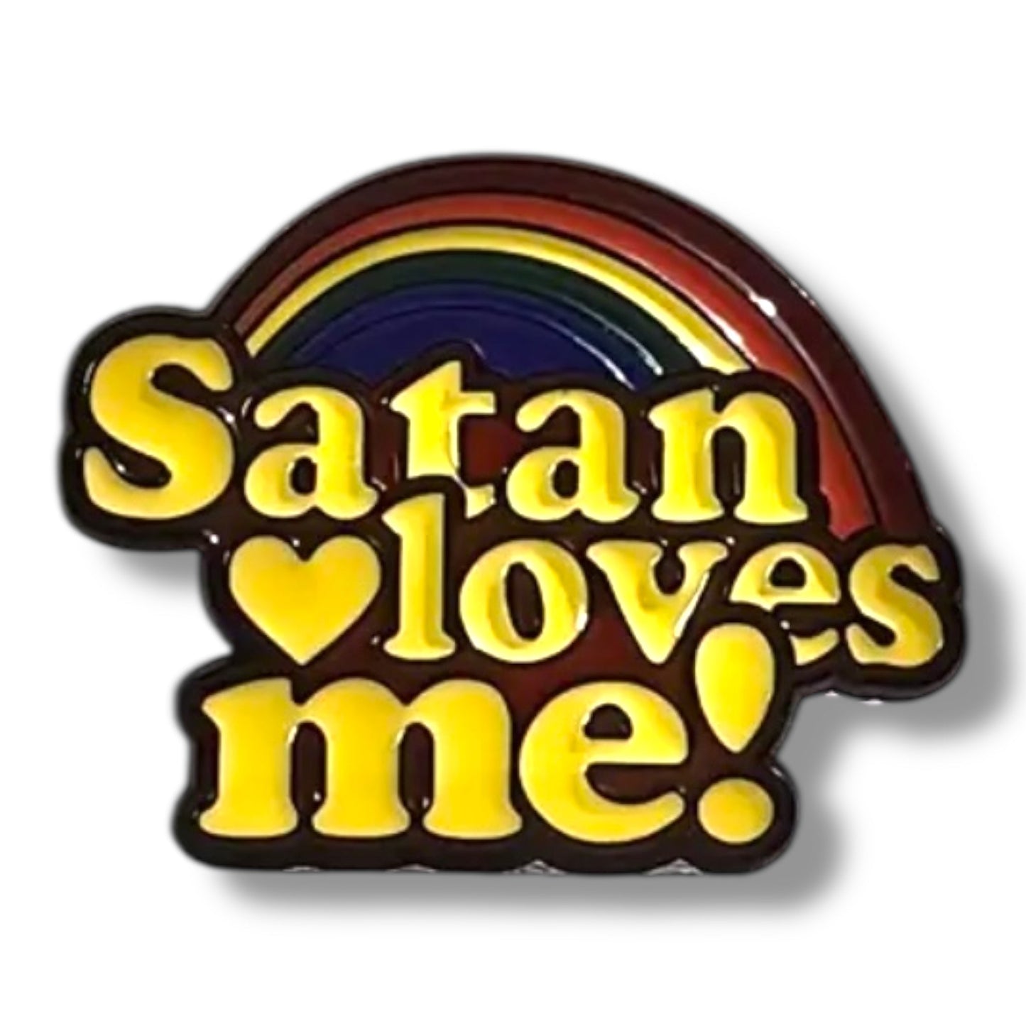 Satan Loves Me Pin – Regenboog Emaille Speldje