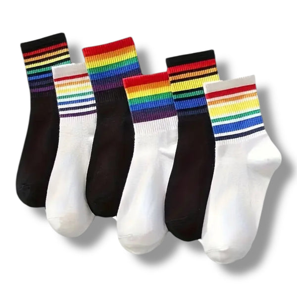 Regenboog Sportsokken Pride - Zwart of Wit, 37 t/m 45