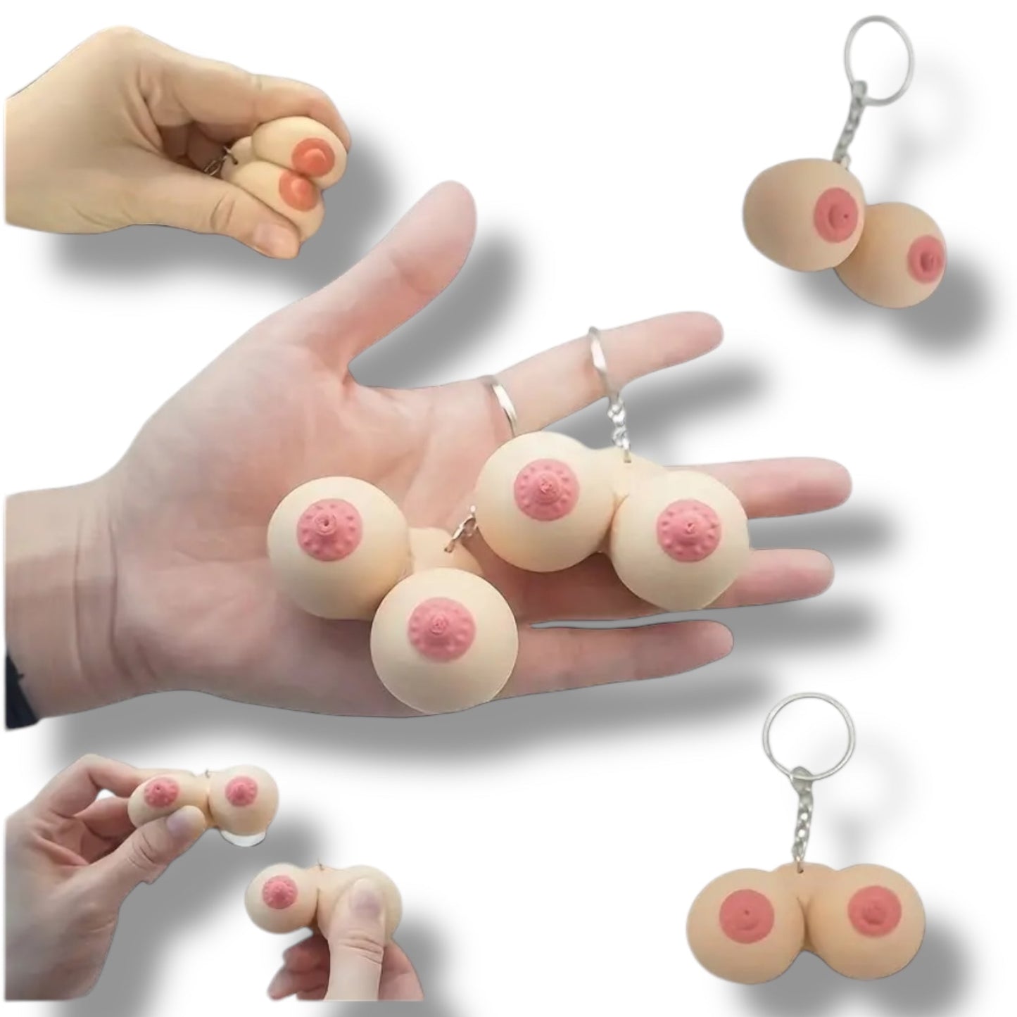 Borsten Sleutelhanger – Licht met Roze Tepels