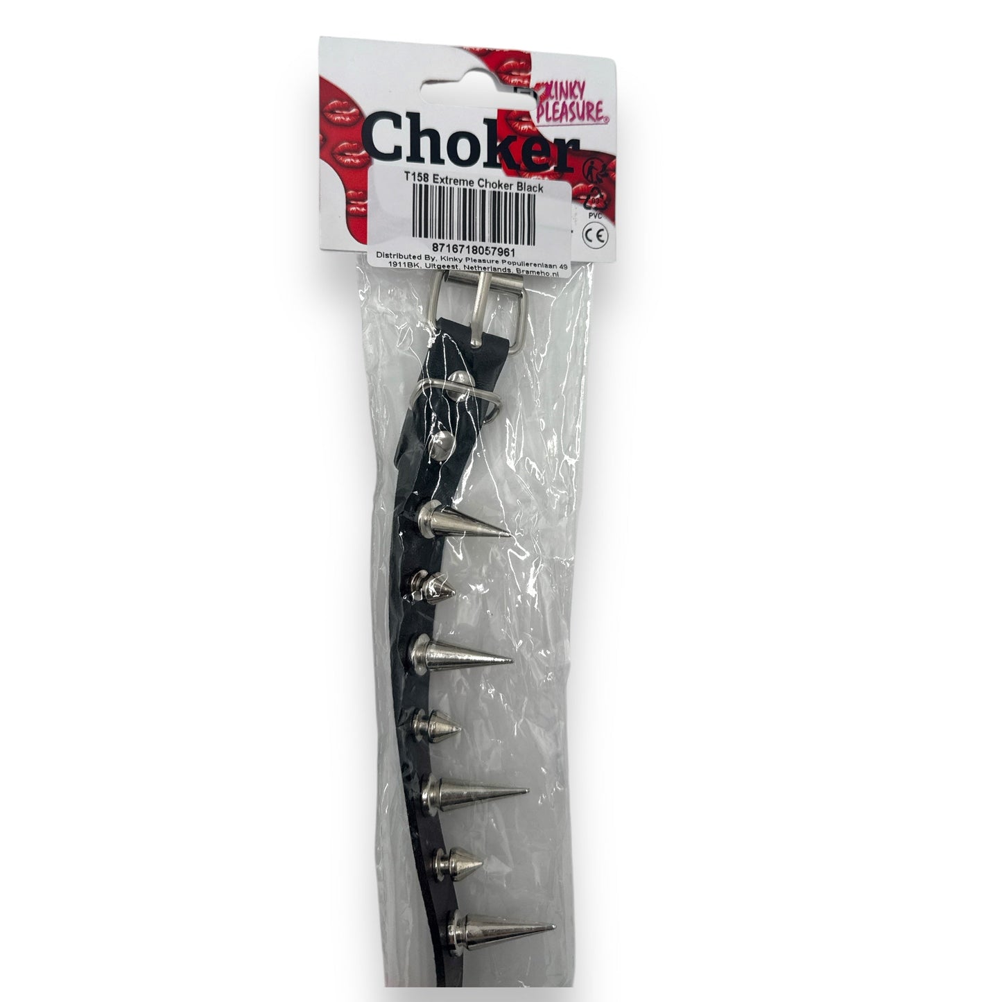 Punk Spike Choker – Leren Ketting met Metalen Spikes