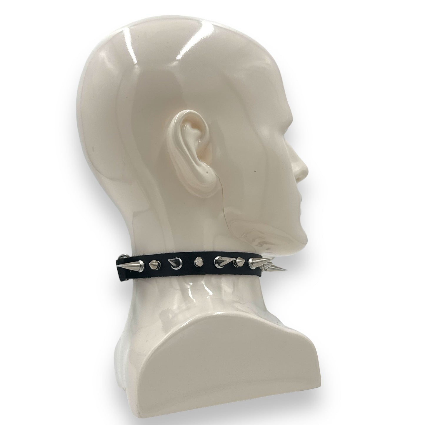 Punk Spike Choker – Leren Ketting met Metalen Spikes